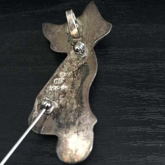 VINTAGE MEXICO 925 SILVER LARGE CAT BROOCHPENDANT - Picture 6 of 7